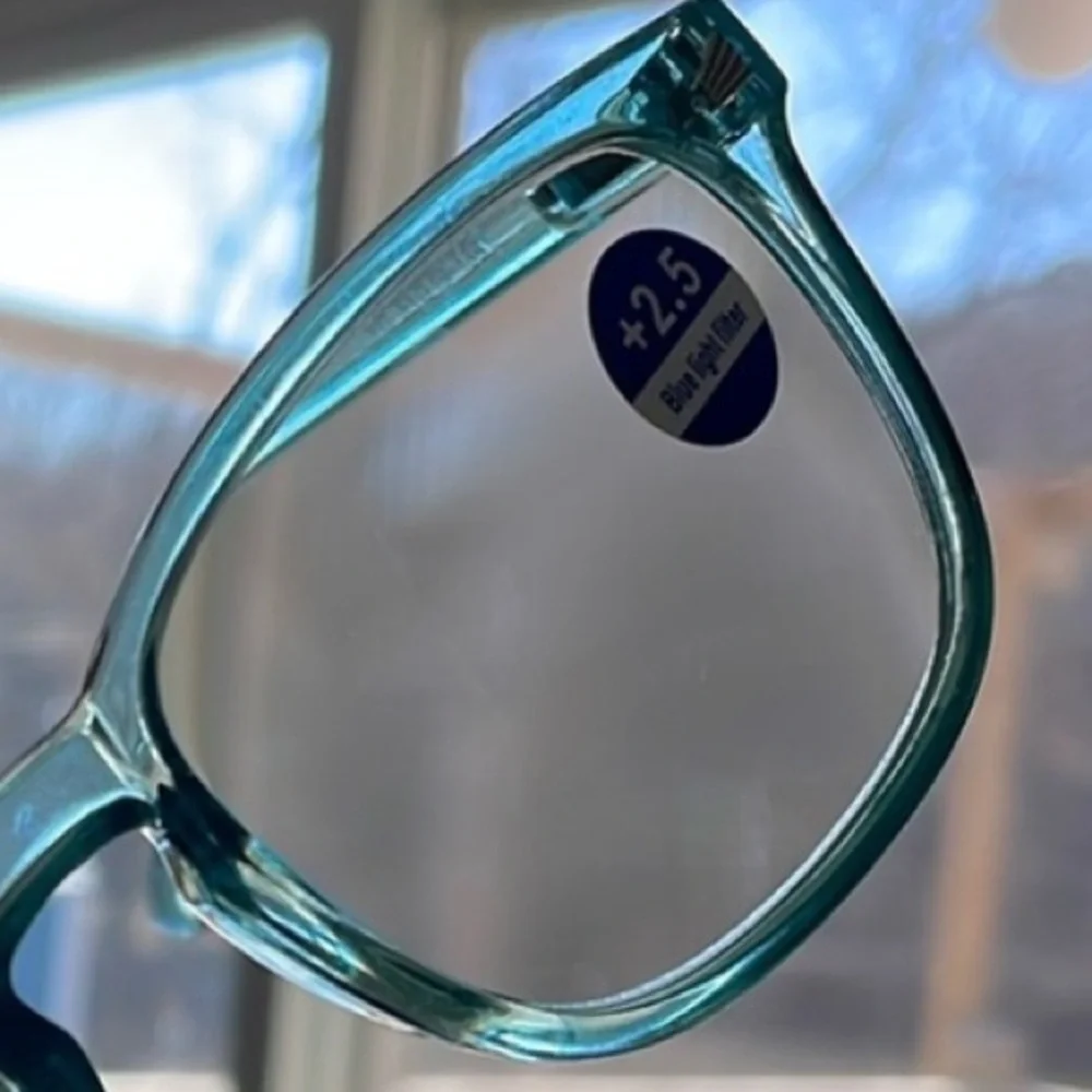 NEW 2.5 readers blue light glasses lens soft bridge crystal light TEAL blue